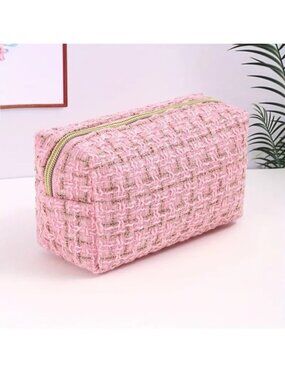 Cosmetic Bag Makeup Pink Zipper Travel Organize Clutch Toiletry Pouch Weekend